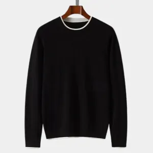 100% Merino Wool Crew Neck 2 In 1 Pullover Sweater - Cross & Crown