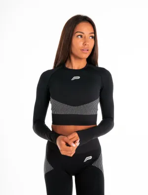 ADAPT Seamless Long Sleeve Crop Top - Black