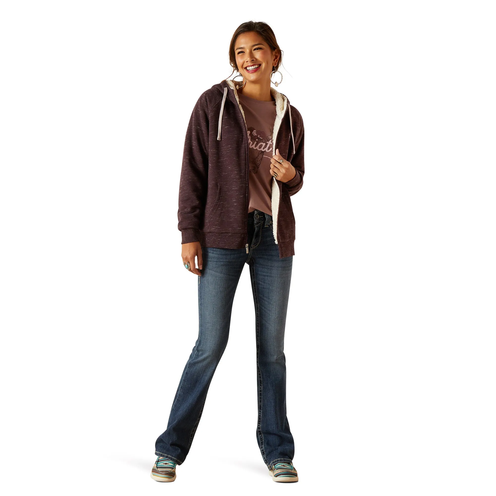 Ariat Ladies R.E.A.L. Sherpa Full Zip Clove Brown Hoodie 10047231