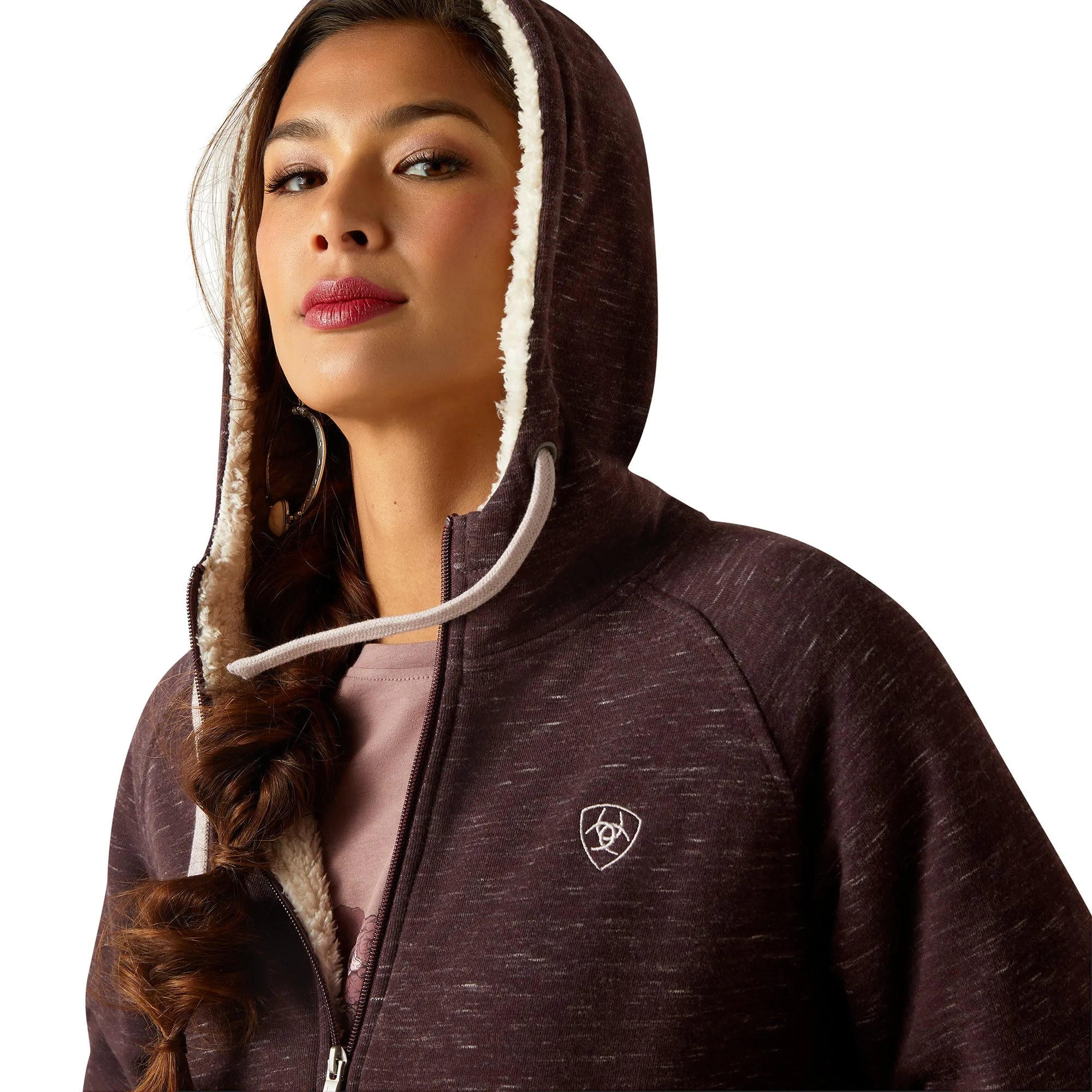 Ariat Ladies R.E.A.L. Sherpa Full Zip Clove Brown Hoodie 10047231