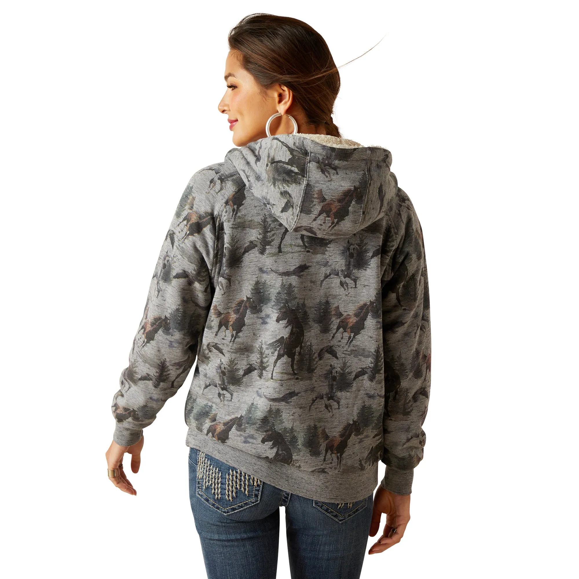 Ariat Ladies R.E.A.L. Sherpa Misty Horse Print Full Zip Hoodie 10047230