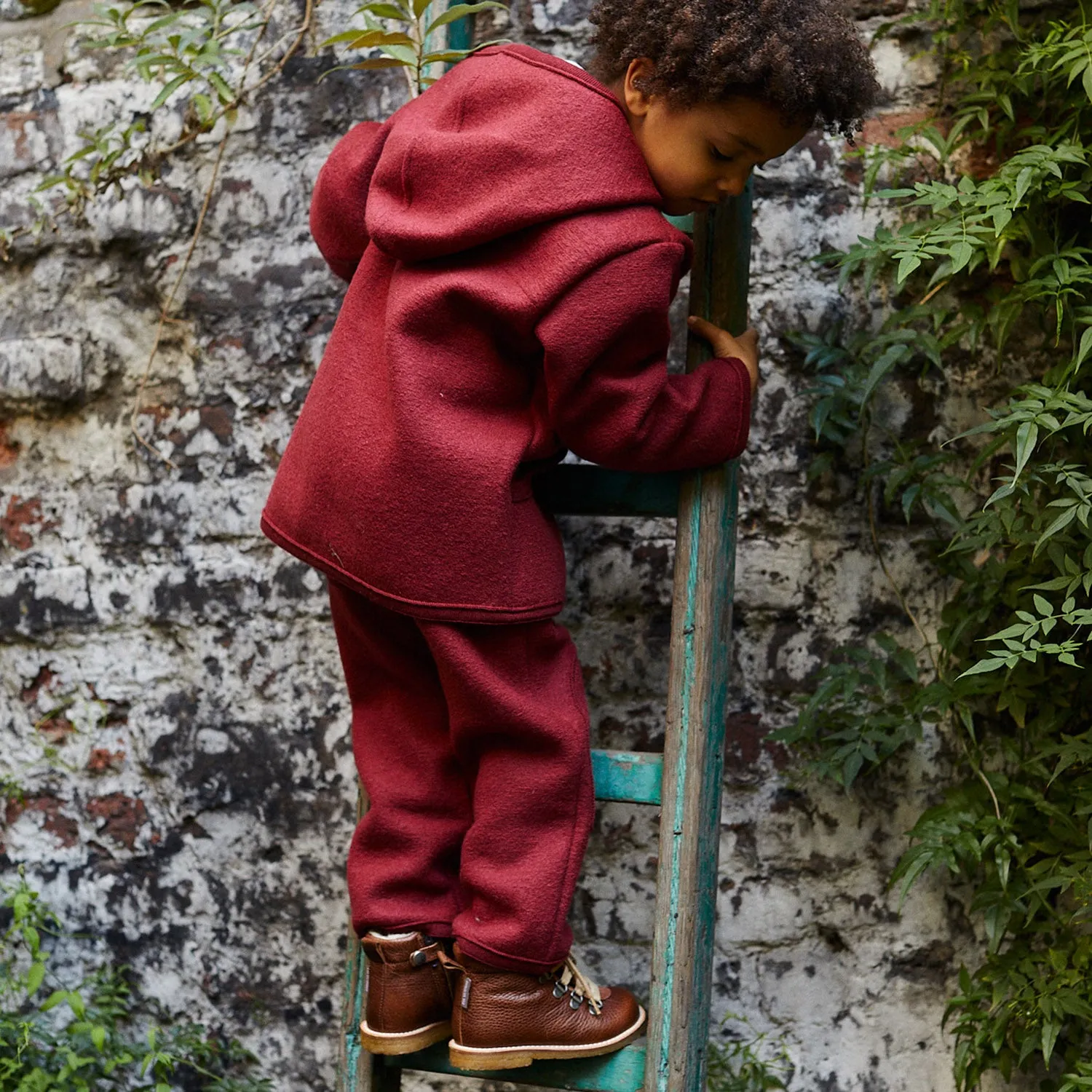 Baby & Kids Boiled Merino Wool Pixie Jacket - Bordeaux