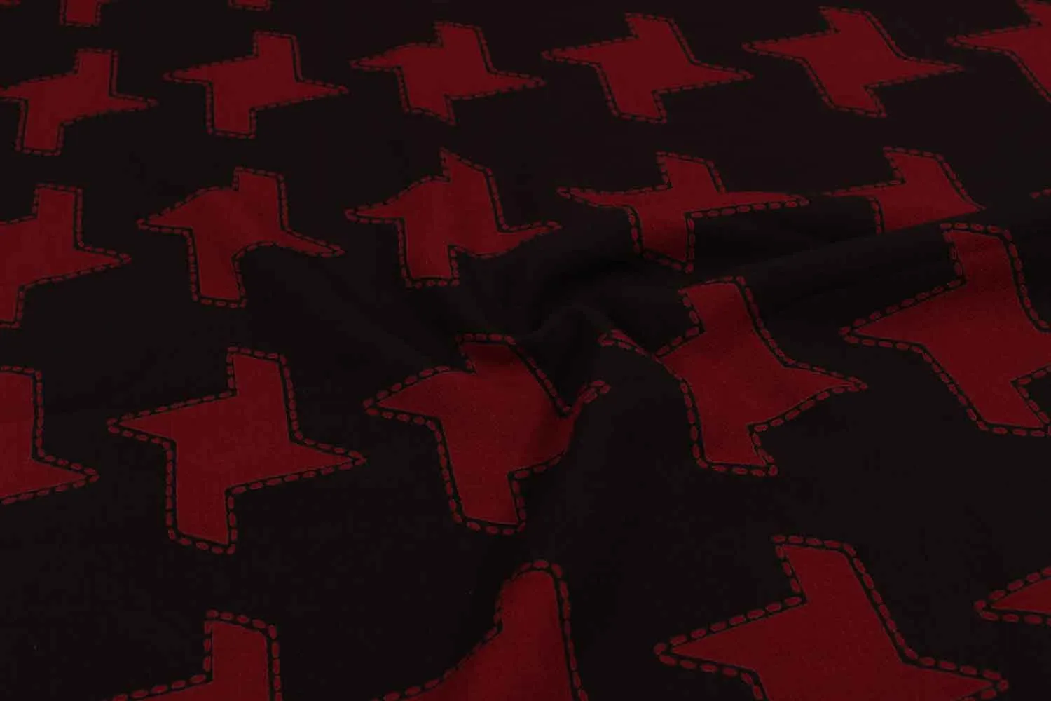 Black & Red Bubble Crepe Fabric