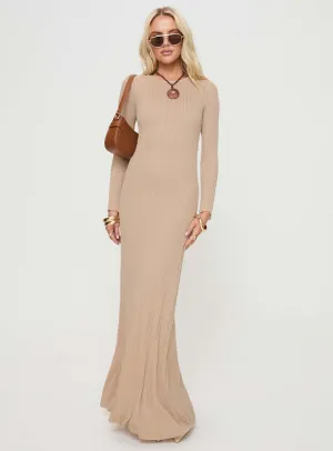 Carlota Long Sleeve Maxi Dress Beige