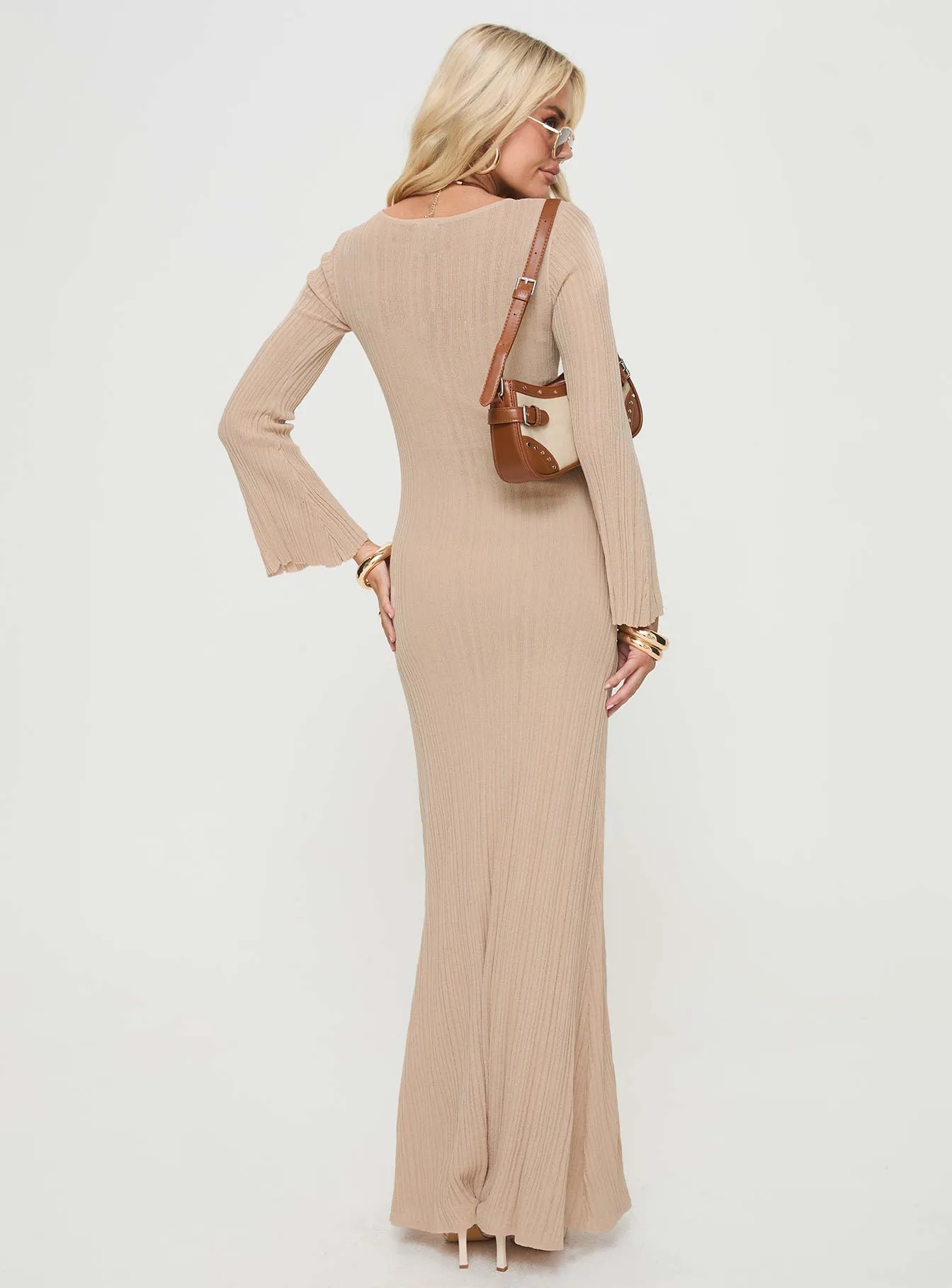 Carlota Long Sleeve Maxi Dress Beige