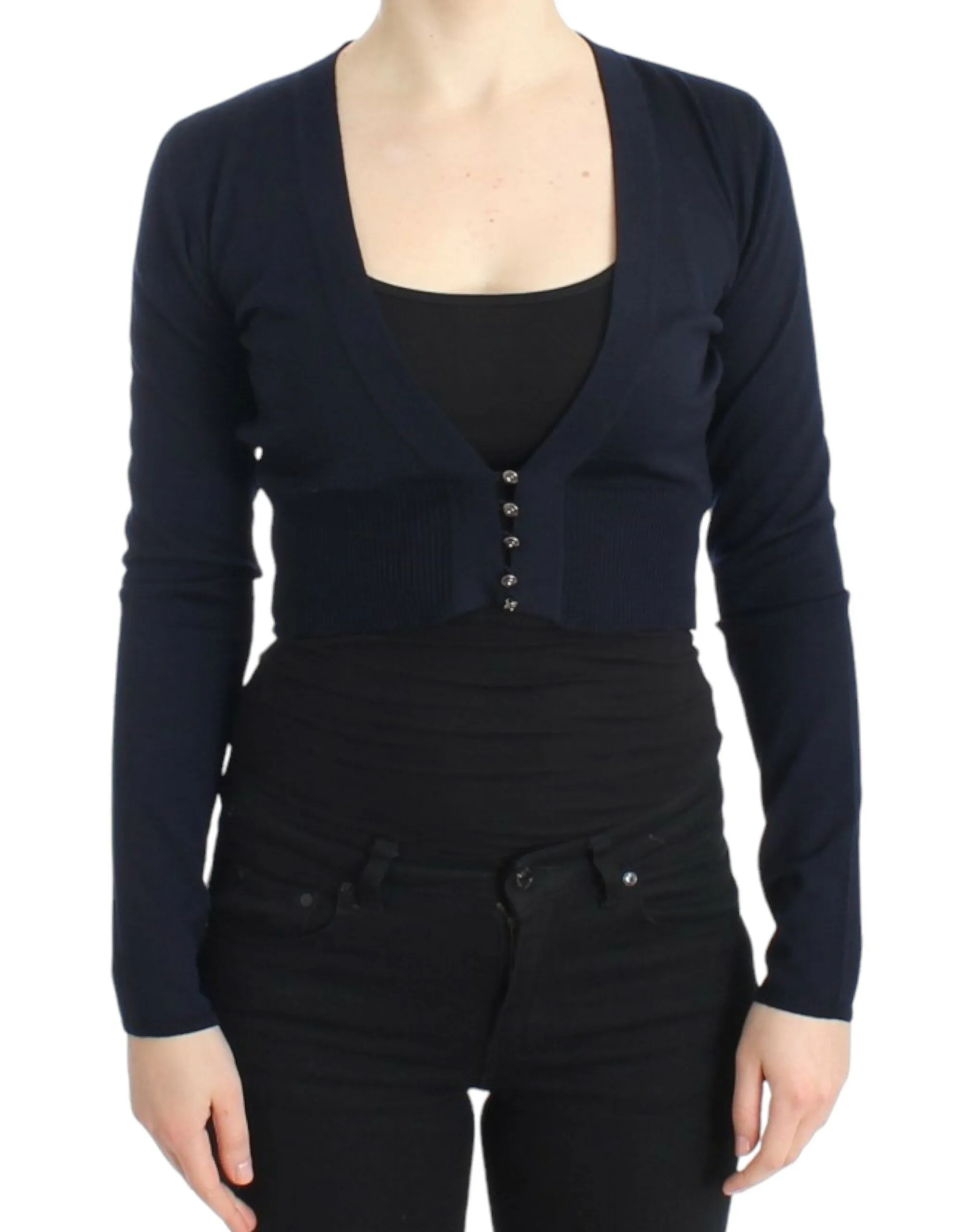 Cavalli Elegant Cropped Virgin Wool Cardigan