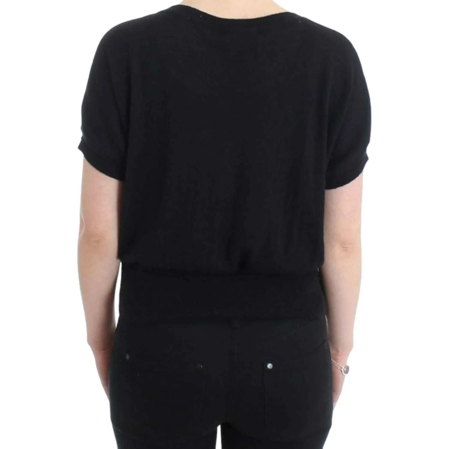 Cavalli Elegant Short Sleeved Black Jumper