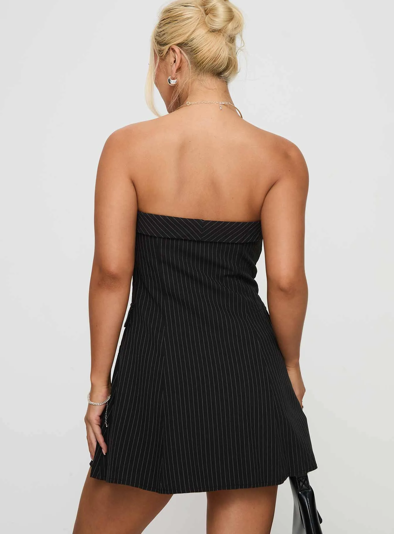 Change It Up Mini Dress Black / Pinstripe