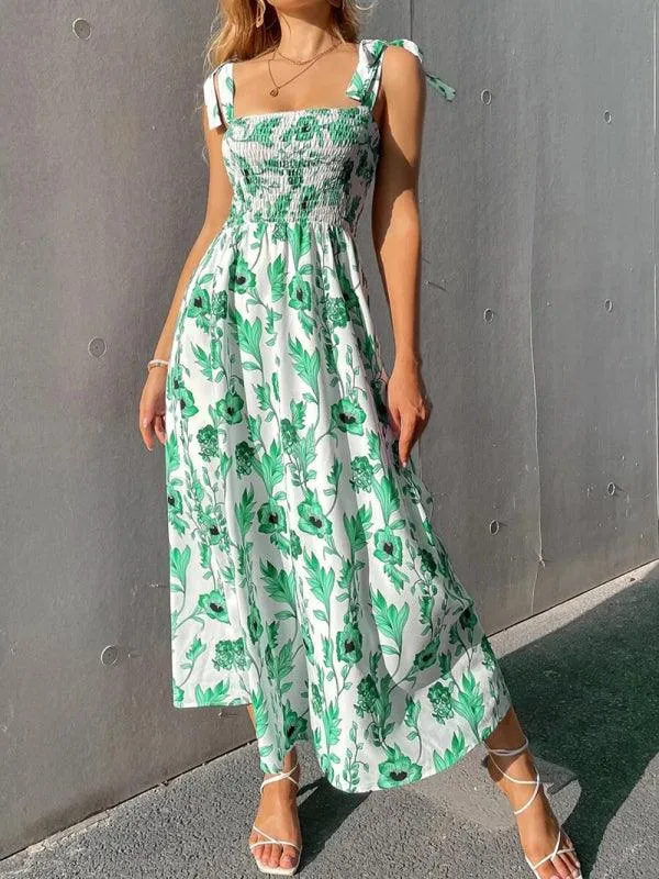 Chic Sleeveless Sling Print Maxi Dress for Effortless Elegance