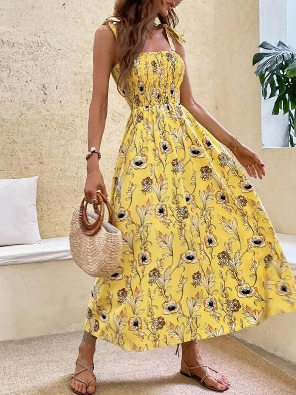 Chic Sleeveless Sling Print Maxi Dress for Effortless Elegance