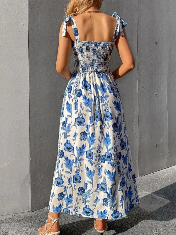 Chic Sleeveless Sling Print Maxi Dress for Effortless Elegance