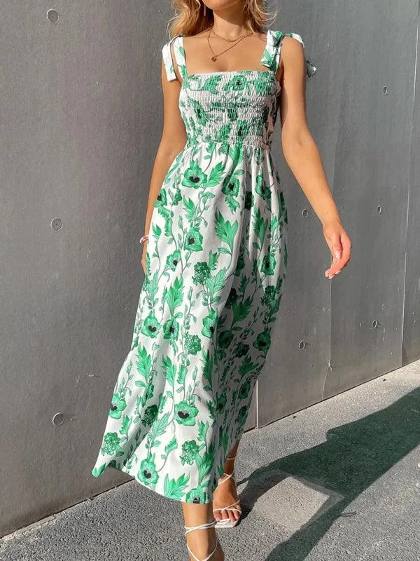 Chic Sleeveless Sling Print Maxi Dress for Effortless Elegance