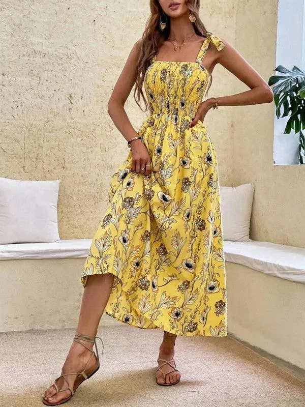 Chic Sleeveless Sling Print Maxi Dress for Effortless Elegance