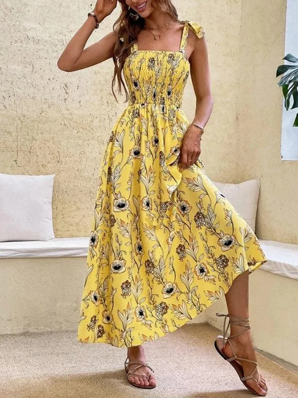 Chic Sleeveless Sling Print Maxi Dress for Effortless Elegance