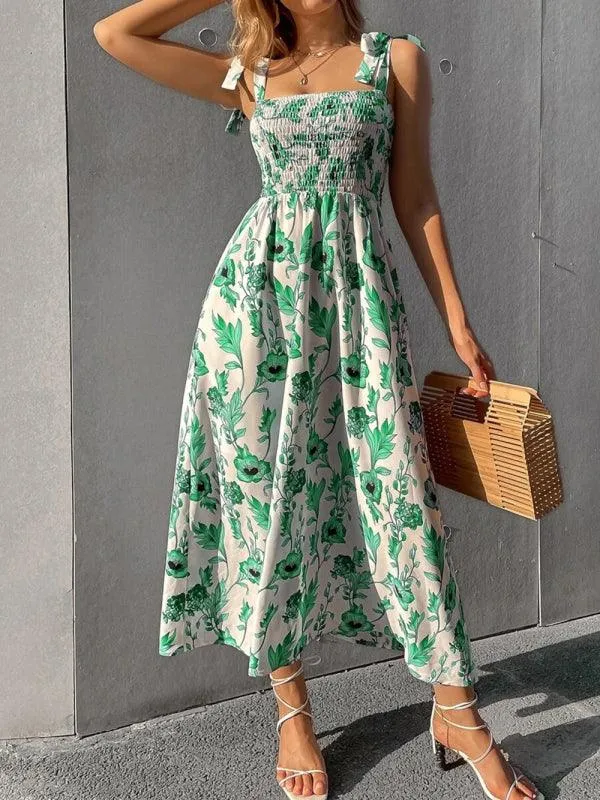 Chic Sleeveless Sling Print Maxi Dress for Effortless Elegance