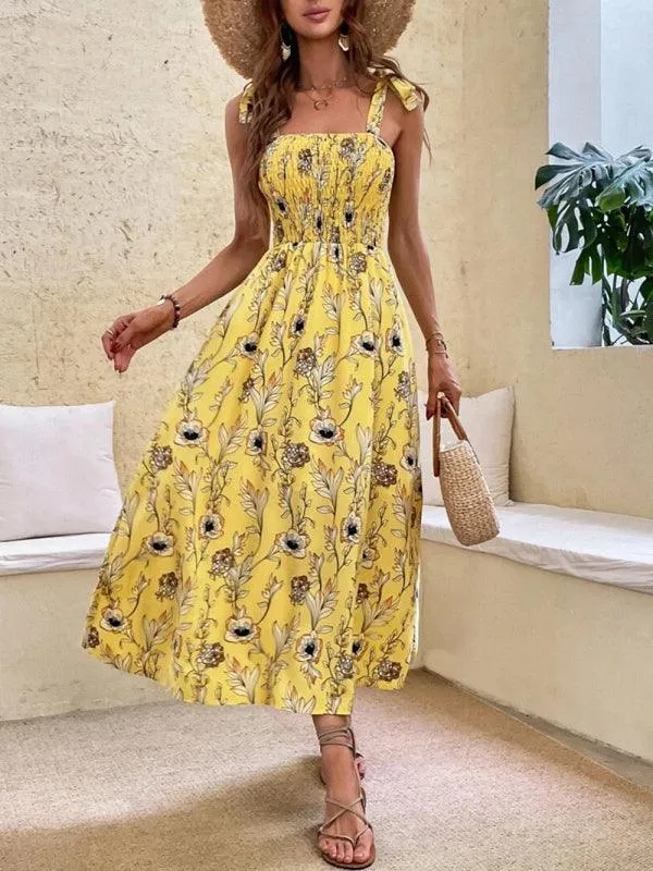 Chic Sleeveless Sling Print Maxi Dress for Effortless Elegance