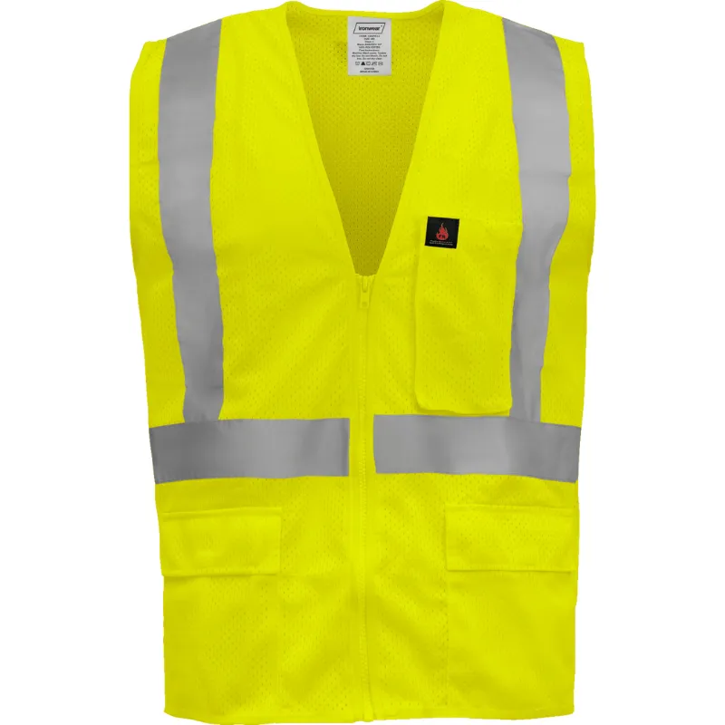 Class 2 Flame Retardant Reflective Vest (Hi Vis Lime)