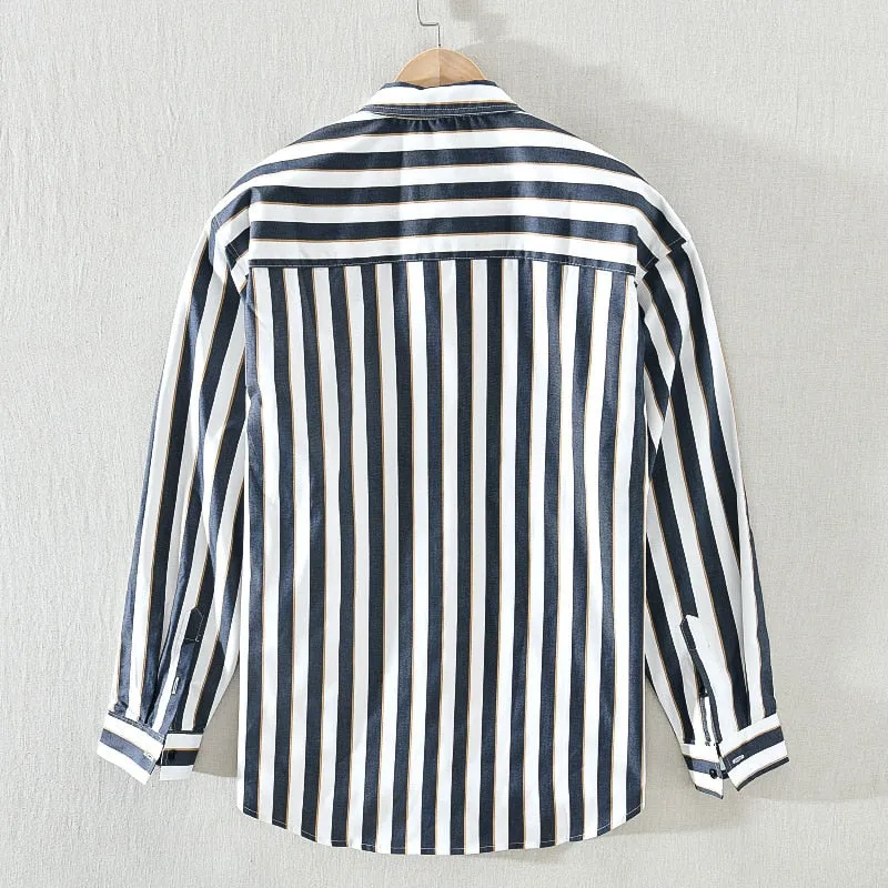 Classic Striped Patchwork Casual Shirts