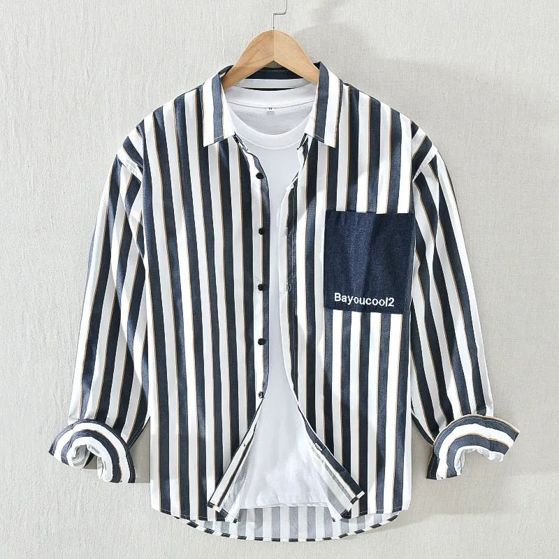 Classic Striped Patchwork Casual Shirts