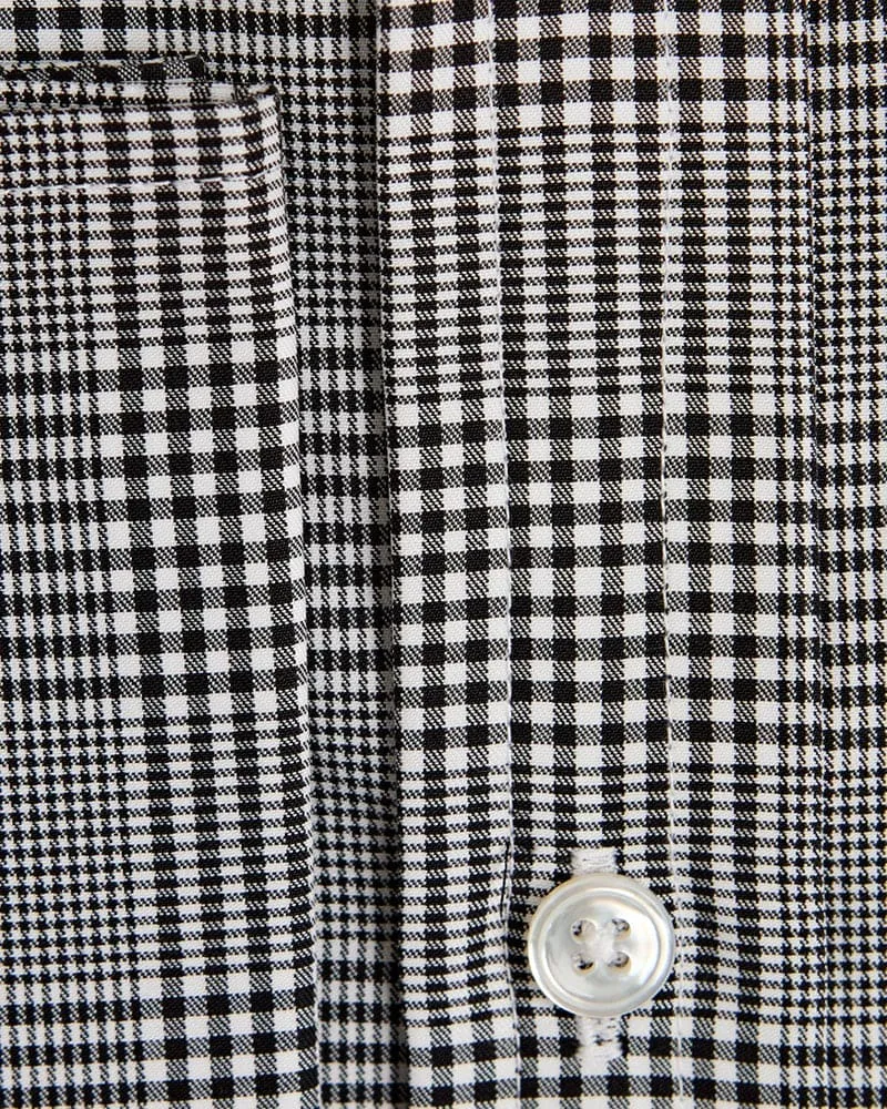 Contemporary Fit, Classic Collar, Double Cuff in Black & White POW Check