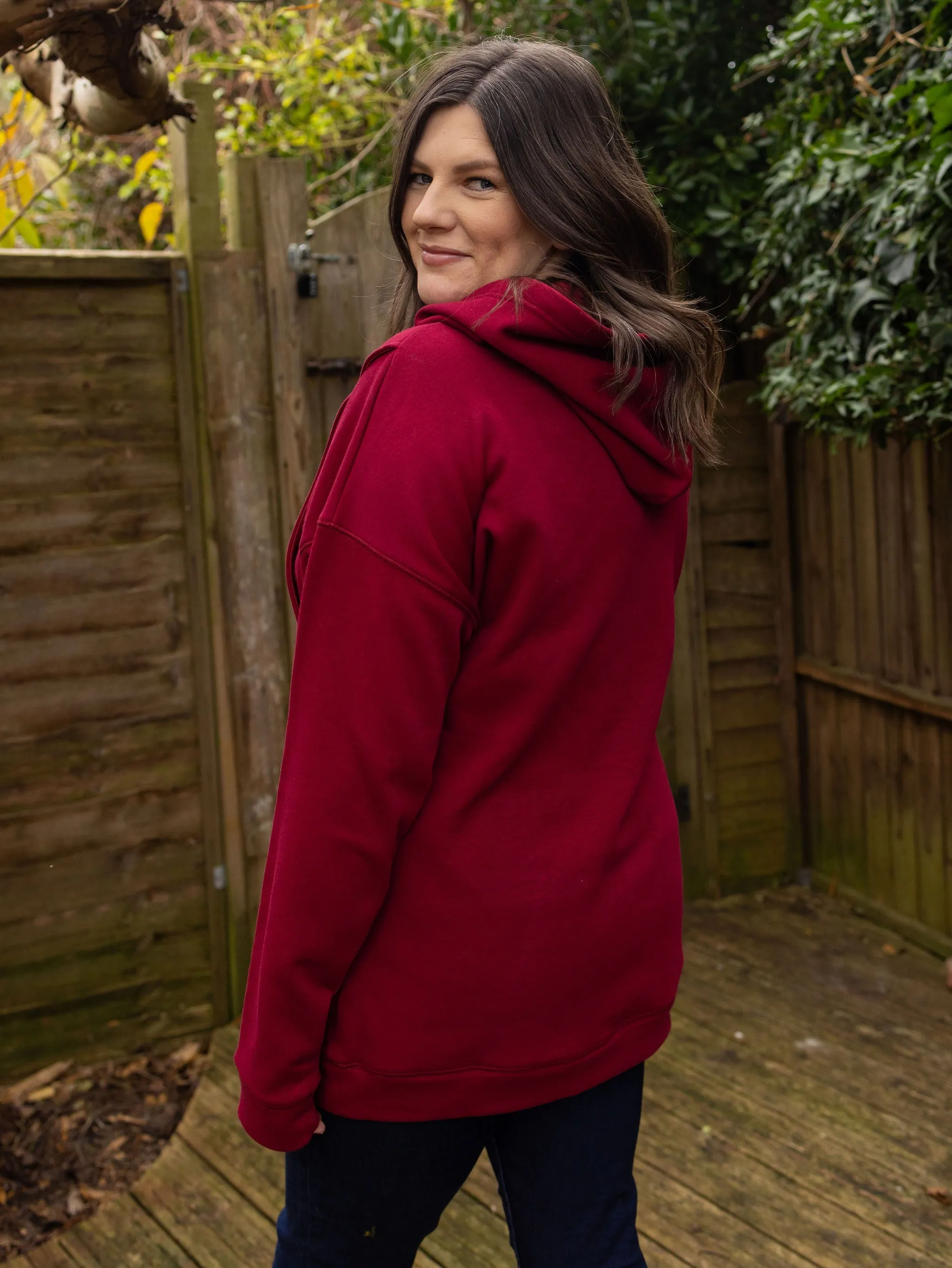 Fleece Lined Burgundy Breastfeeding Hoodie