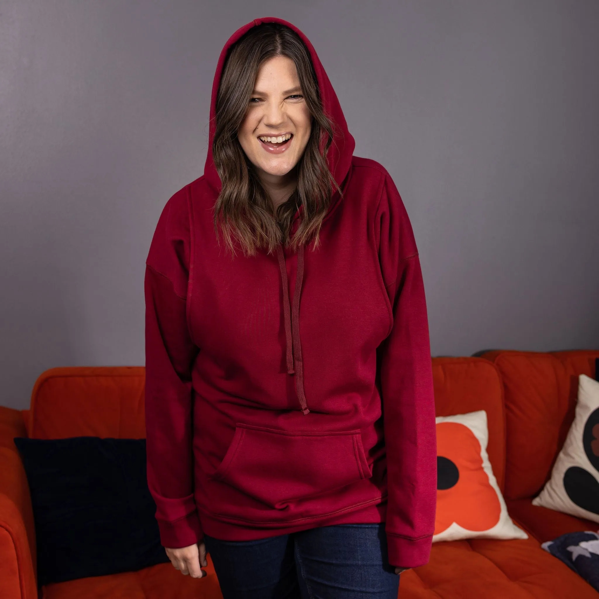 Fleece Lined Burgundy Breastfeeding Hoodie