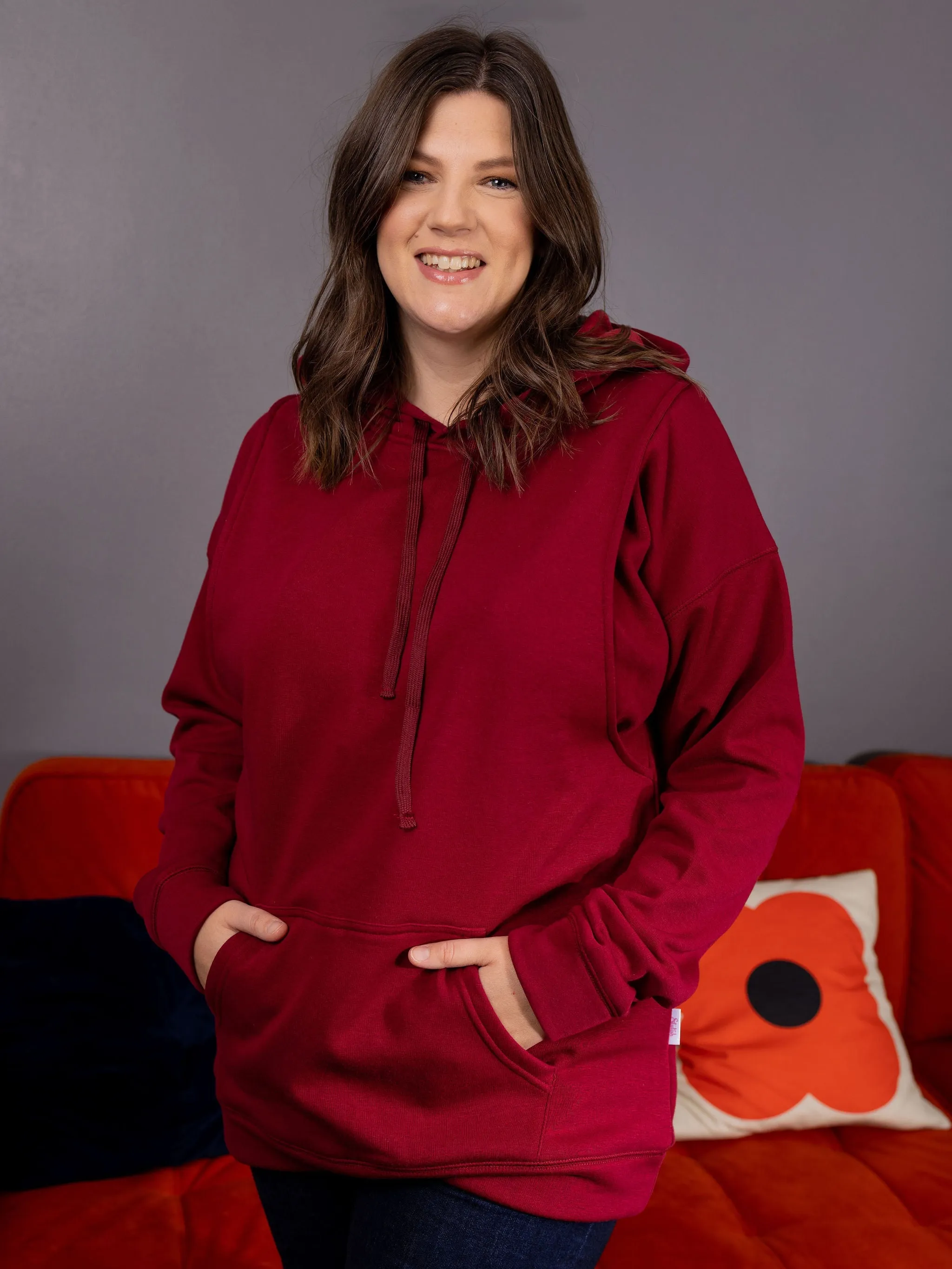 Fleece Lined Burgundy Breastfeeding Hoodie