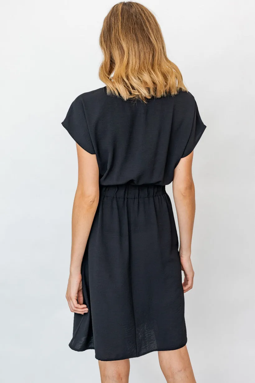 Front Tie Midi Dress (Black)