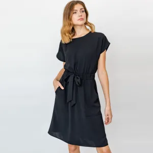 Front Tie Midi Dress (Black)