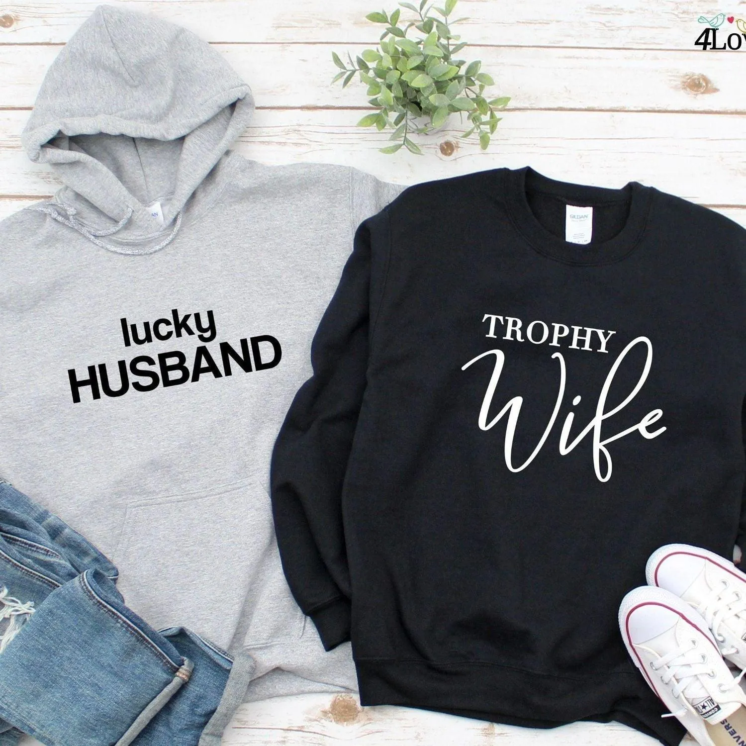 Gift Duo for Couples: Matching Outfits - Lucky Husband & Trophy Wife Outfit Set