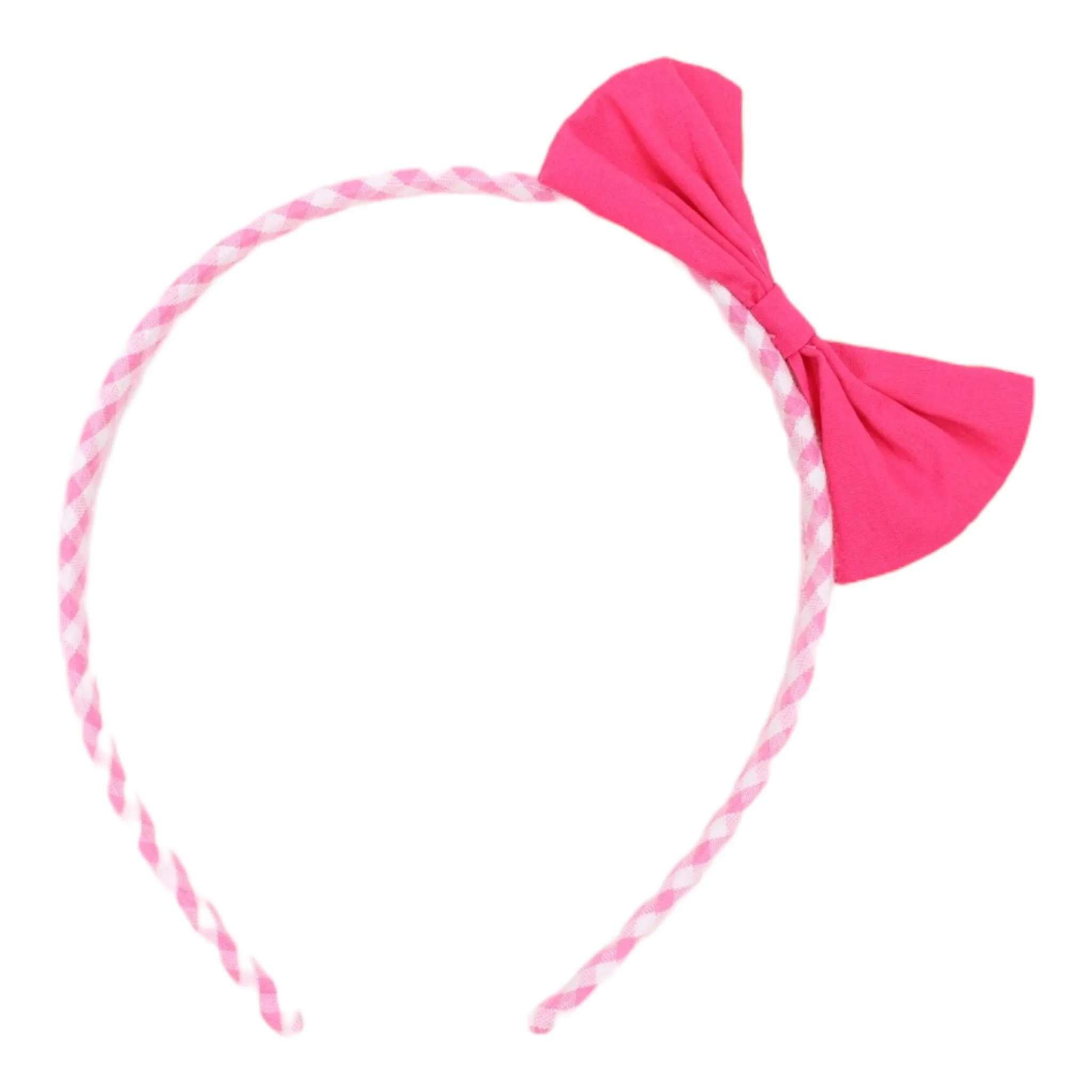 Gingham Headband Hot Pink