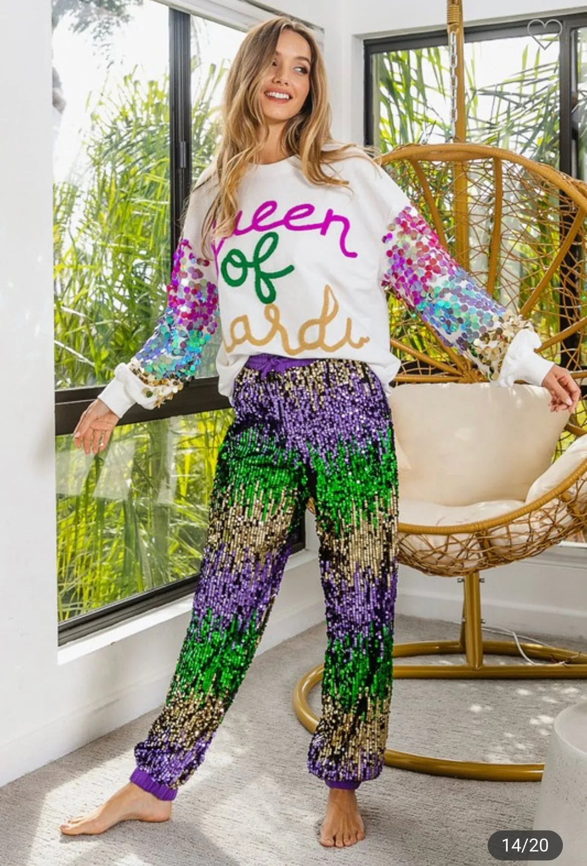 Mardi Gras sequin jogger pants