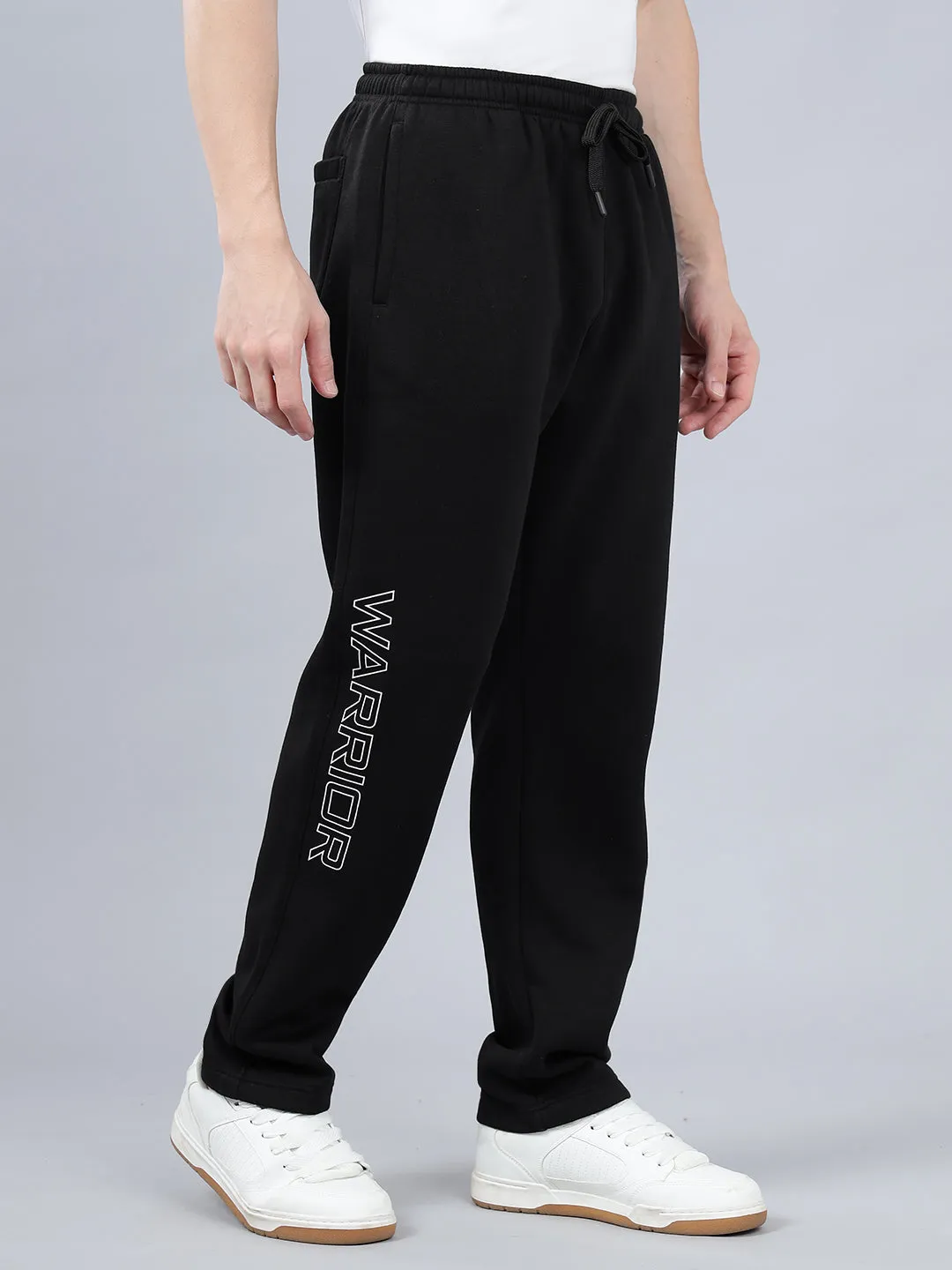 Men's Black Printed Winter Track Pant