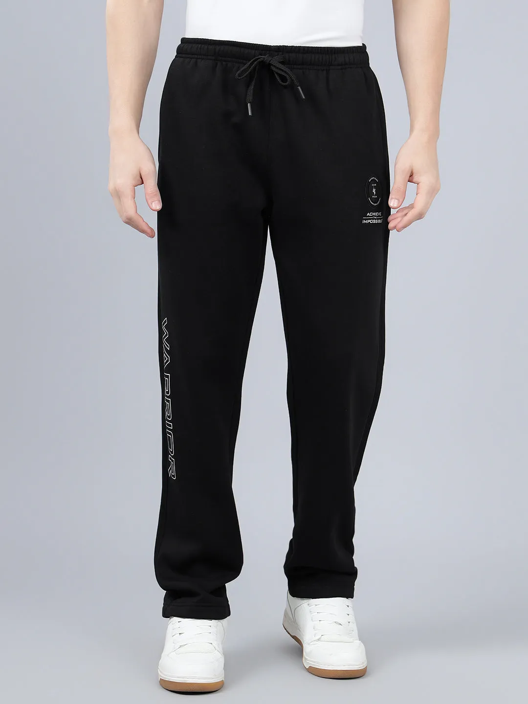 Men's Black Printed Winter Track Pant