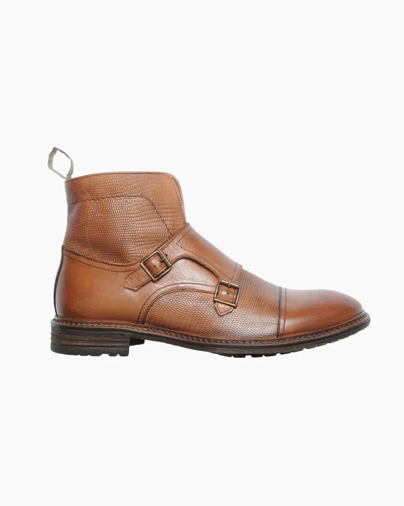 Men's Double Buckle Boot | Dark Brown Leather