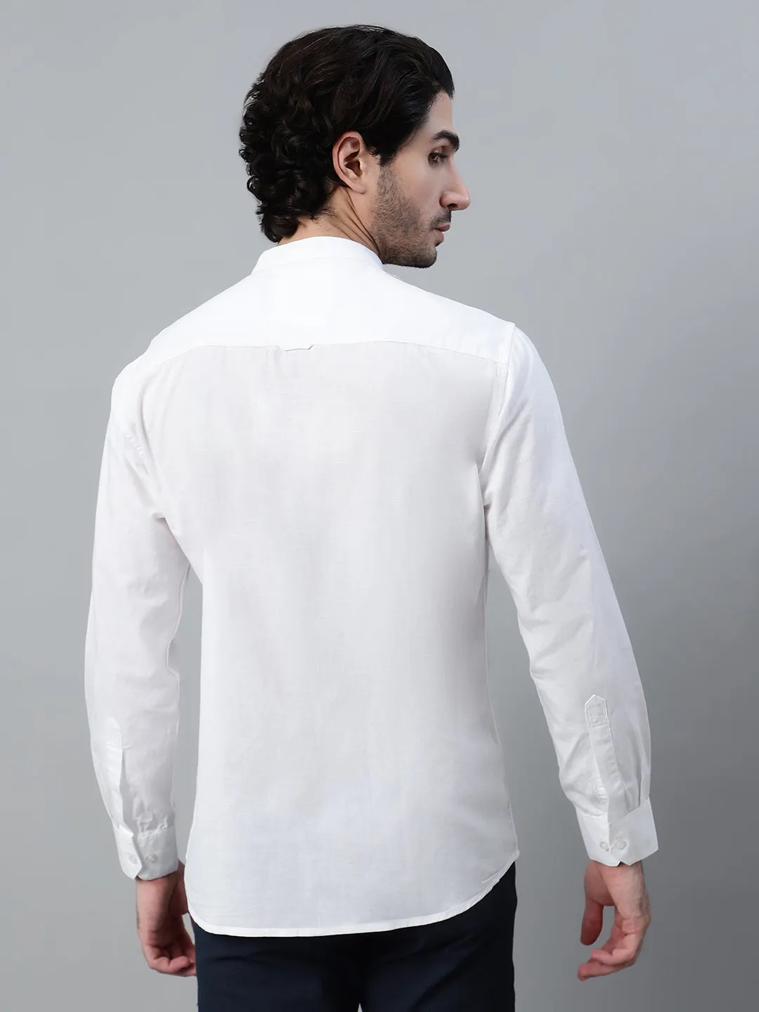 Men's White Solid Full Sleeve Casual Shirt