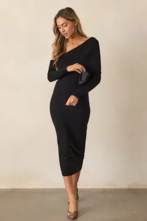 MINKPINK Mirabel Black Knit Midi Dress