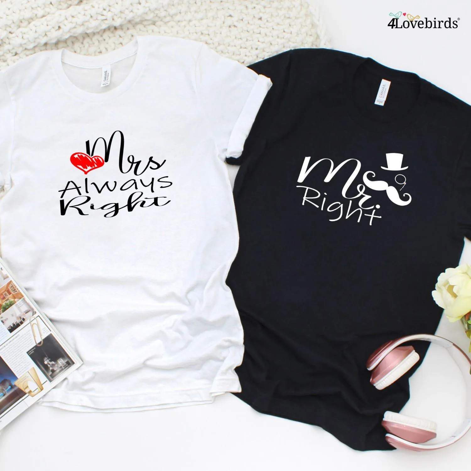 Mrs Always Right   Mr Right Matching Set: Best Valentine's Gift for Couples - Feb 14 Gift!