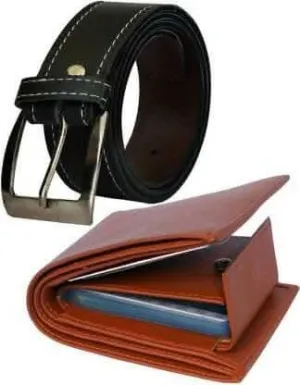 Multispace Combo Black belt & Brown Album Casual Cool Men's Casual Belt & Wallet Combo for Effortless Style