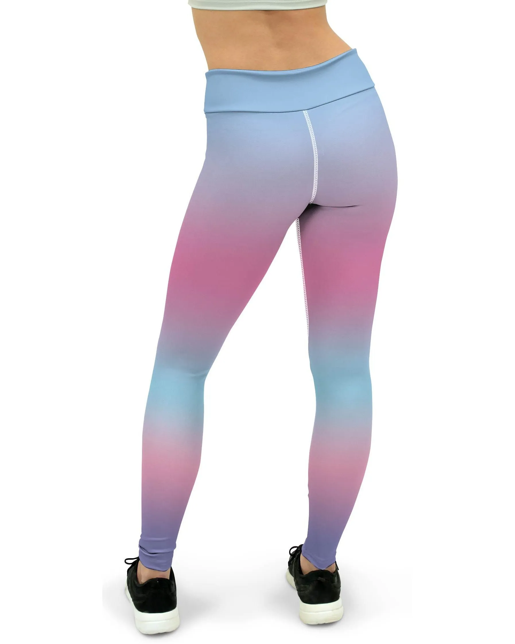 Ombre Rainbow Pastel Blue & Pink Yoga Pants