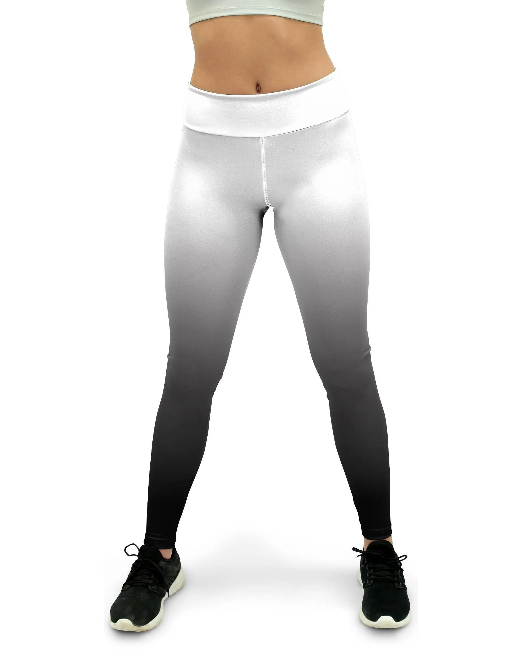 Ombre White to Black Yoga Pants