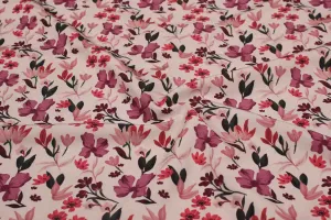 Pink Printed Crepe Fabric