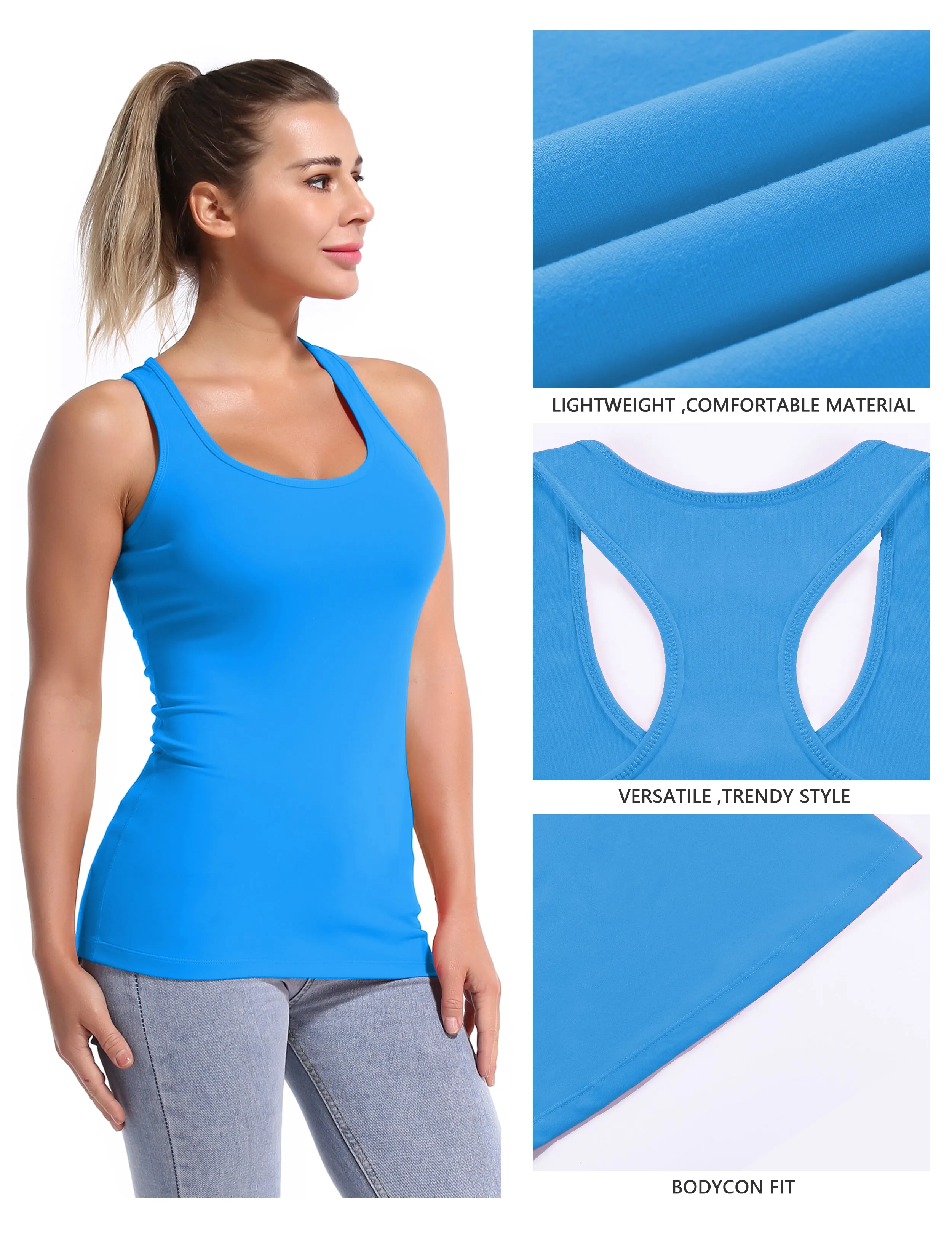 Racerback Athletic Tank Tops deepskyblue_Jogging