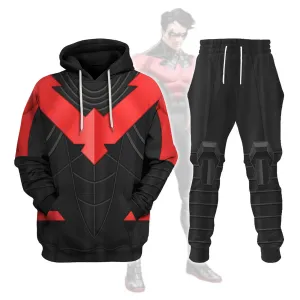 Red colored nightwing Hoodies Sweatshirt T-shirt Hawaiian Tracksuit