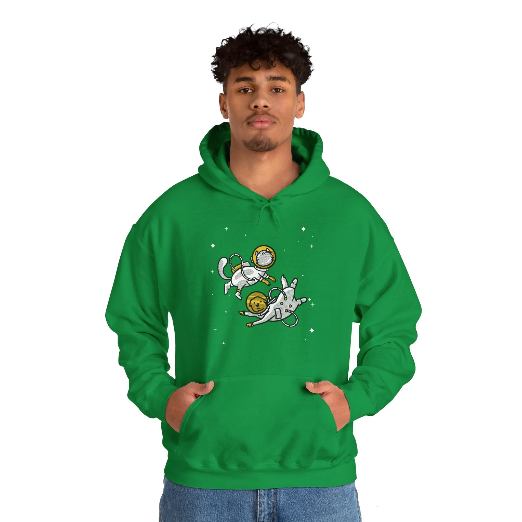 Space Buddies Funny Dog And Cat Astronaut Sci-Fi Hoodie