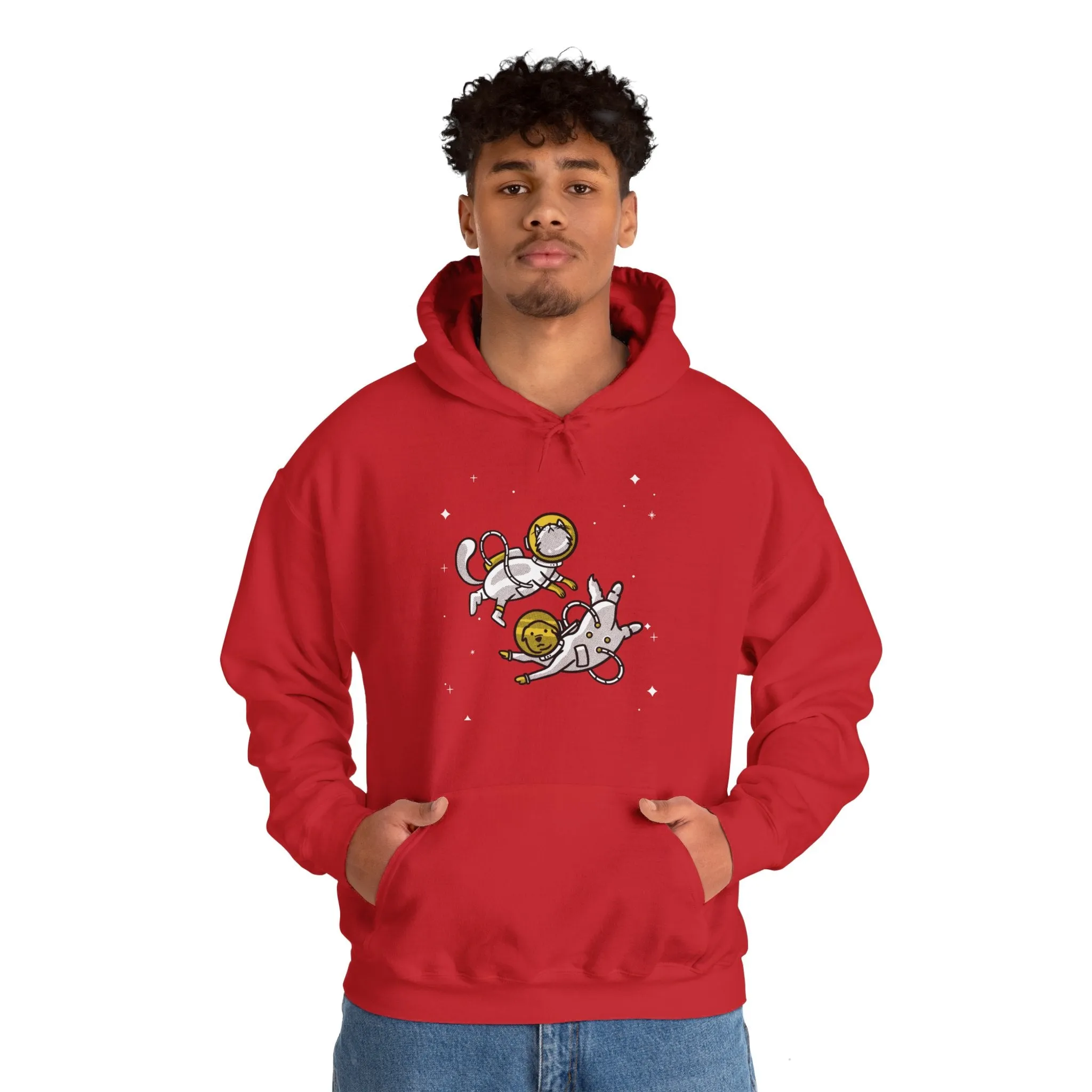 Space Buddies Funny Dog And Cat Astronaut Sci-Fi Hoodie