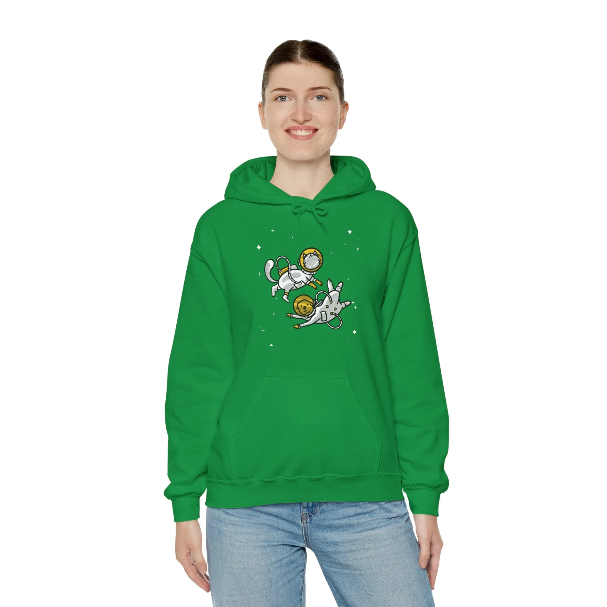 Space Buddies Funny Dog And Cat Astronaut Sci-Fi Hoodie