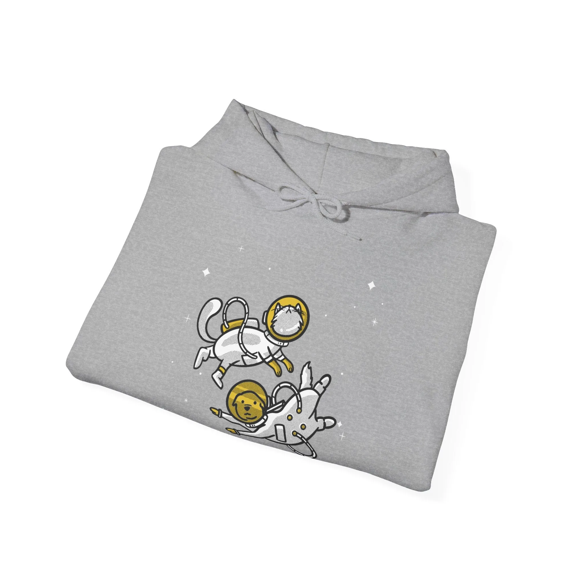 Space Buddies Funny Dog And Cat Astronaut Sci-Fi Hoodie