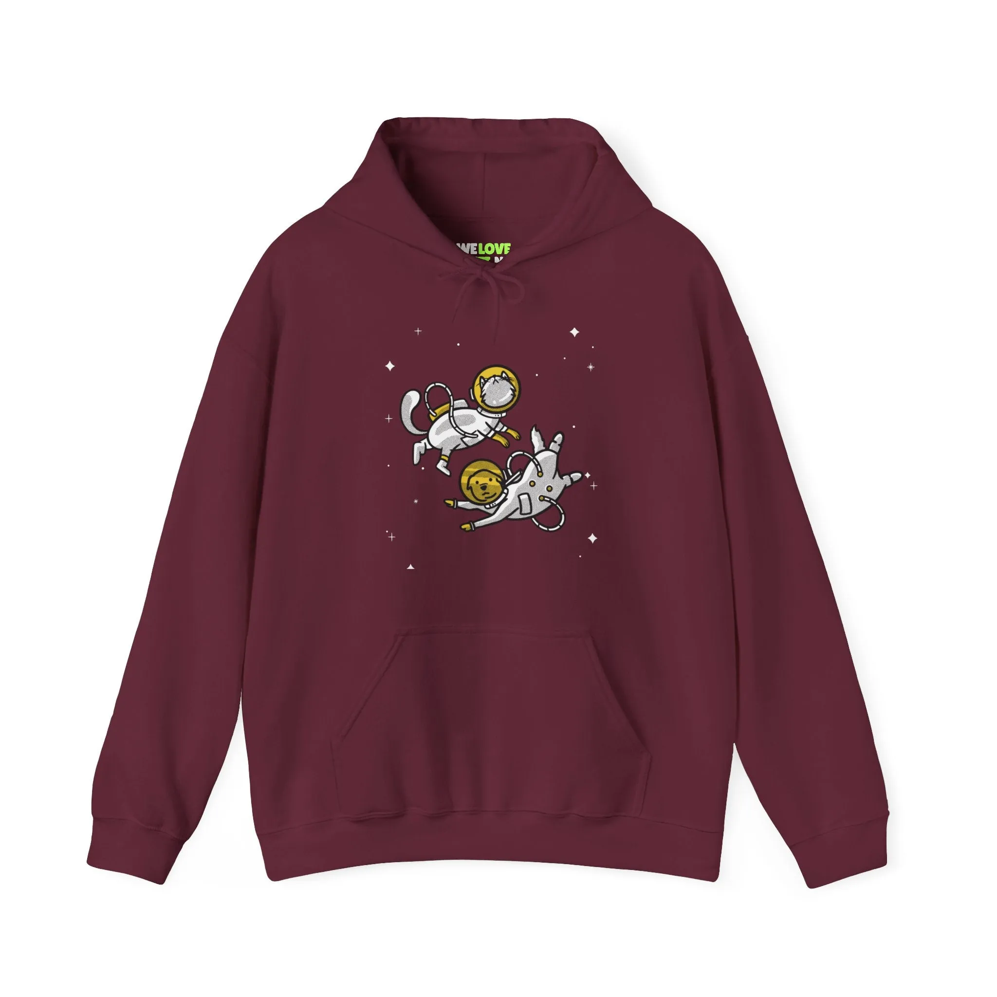 Space Buddies Funny Dog And Cat Astronaut Sci-Fi Hoodie