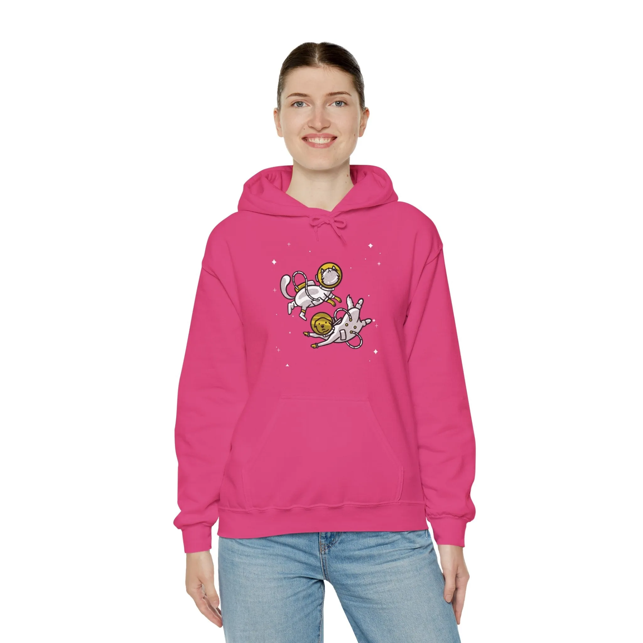 Space Buddies Funny Dog And Cat Astronaut Sci-Fi Hoodie